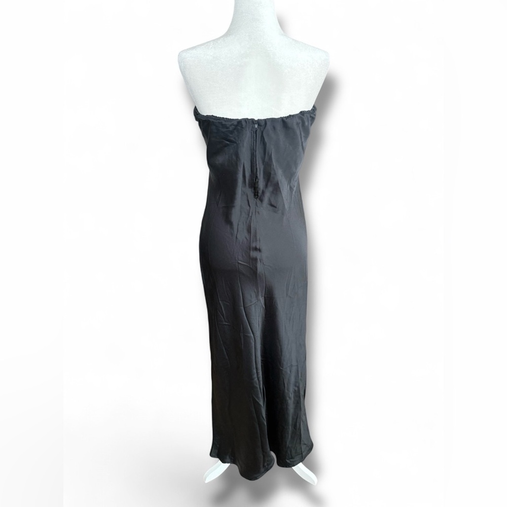 Reformation Joanna Dress Black Silk Strapless Formal Midi Maxi Size 12 - Picture 4 of 12